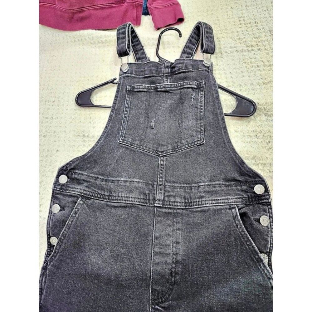 Old Navy Distressed Black Denim Overalls